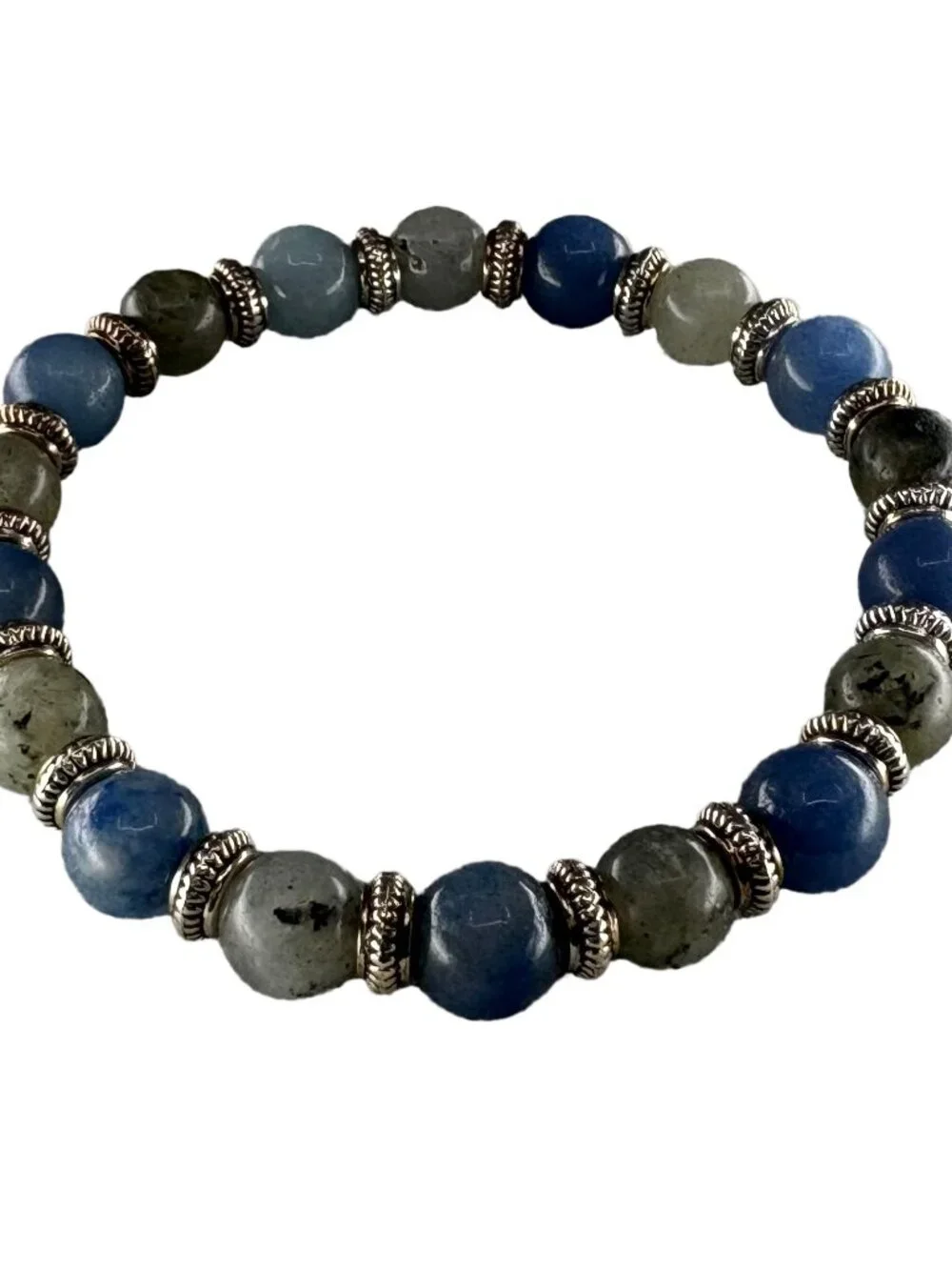 8mm Natural Blue Aventurine Labradorite Bracelet Grey Flash Gemstone Beads Gift